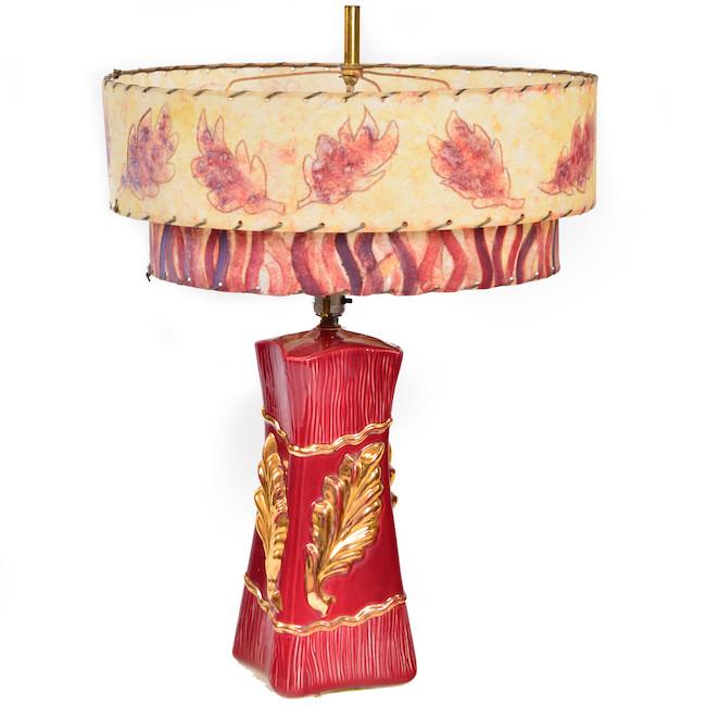 Purple and Gold Fall Leaves Table Lamp