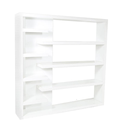 Large Modern Alternating White Lacquer Bookshelf