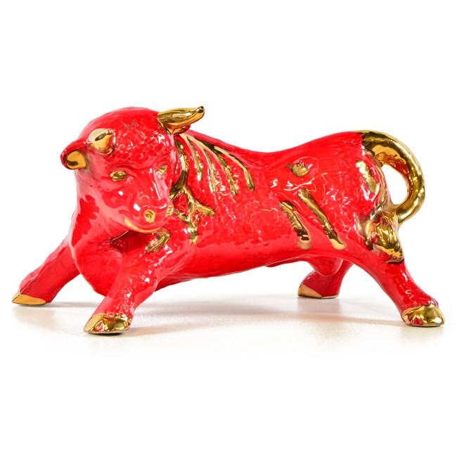 Red & Gold Bull Statue