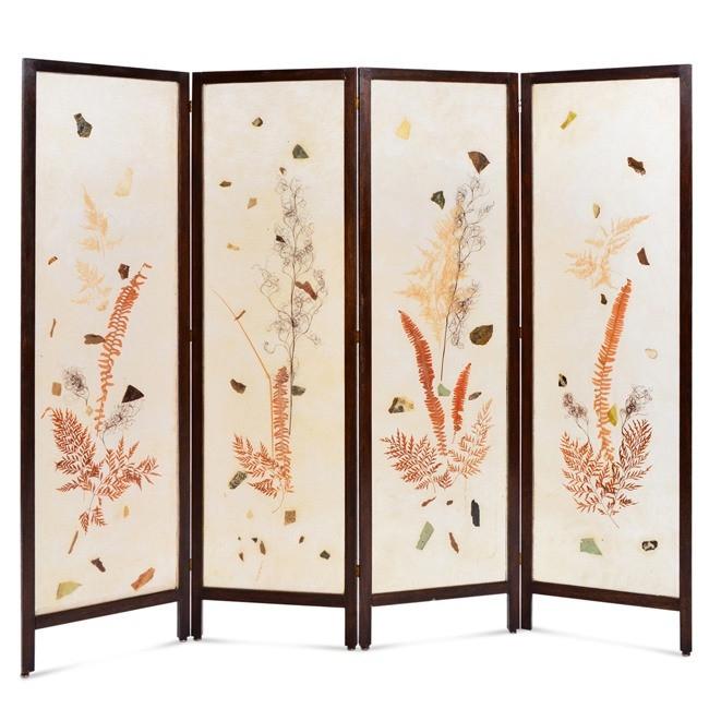 Brown Leaves and Ferns Folding Screen