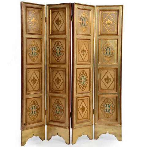 Gold Painted Wood Screen Divider