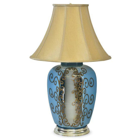 Blue & Gold Glass Vintage Table Lamp