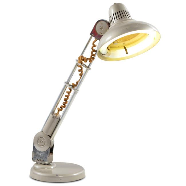 Silver and Gray Spiral Cord Desk Lamp