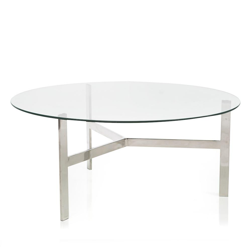 Glass & Silver Three Leg Circle Coffee Table