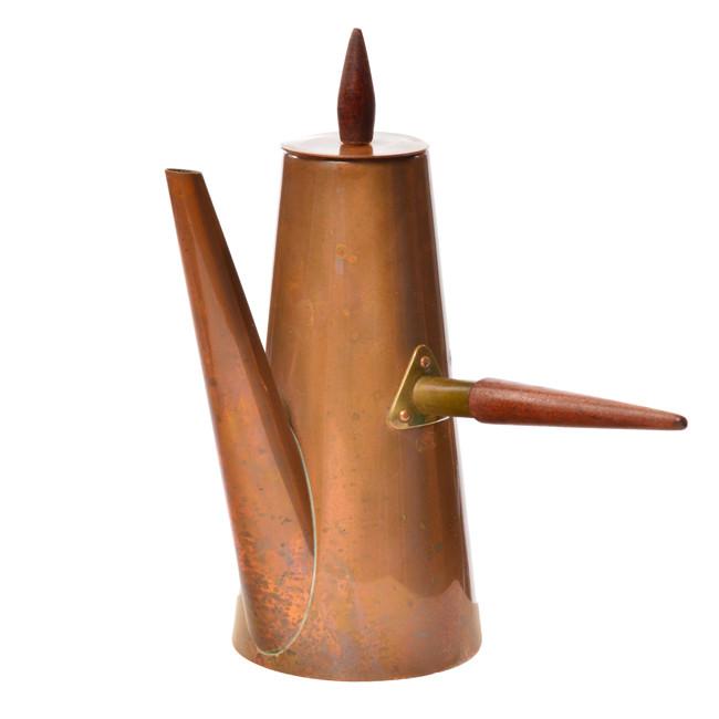 Vintage Copper Kettle w Wood Handle