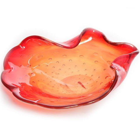 Red Orange Glass Clam Plate
