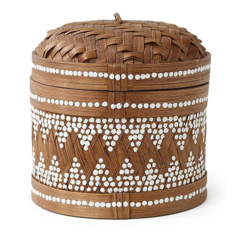 Brown White Bamboo Basket (A+D)
