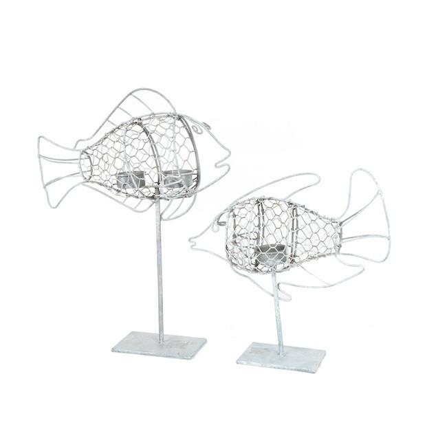 White Wire Fish Candle Holder