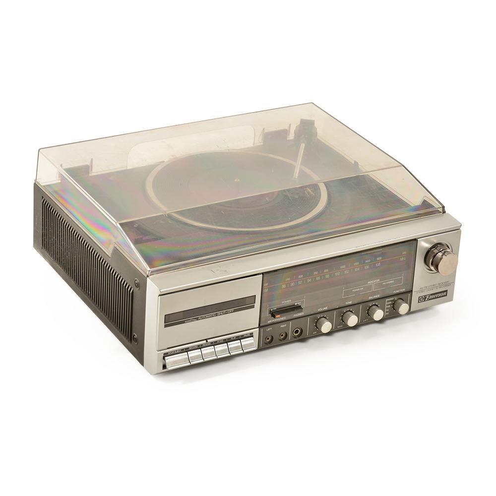 Emerson Silver Turntable with Clear Plexi Lid