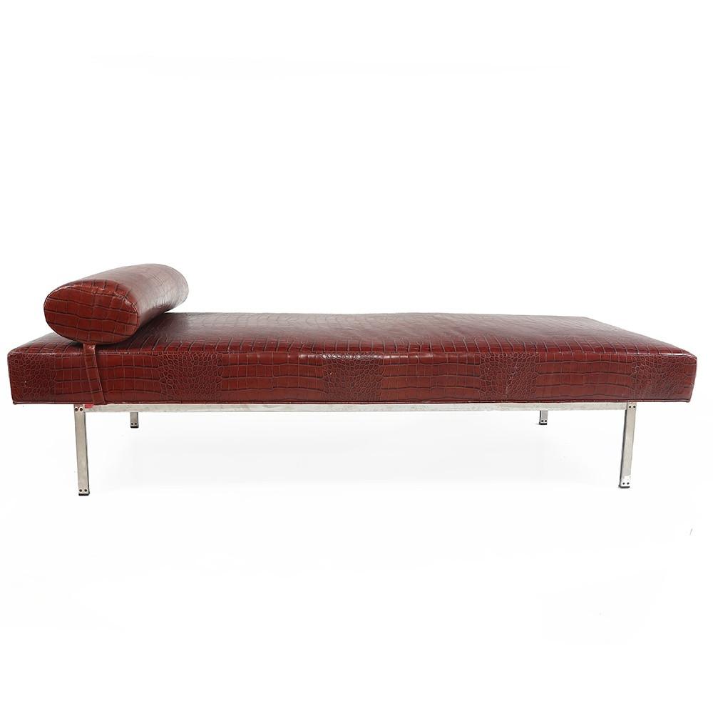 Red Dark Crocodile Leather Daybed