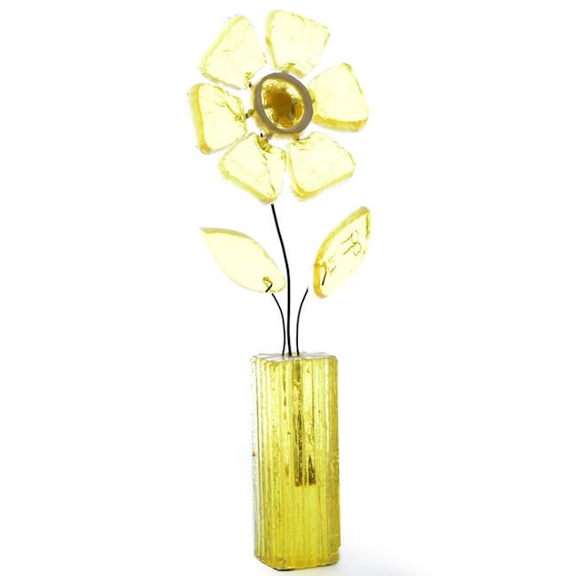 Yellow Glass Flower Mini Sculpture
