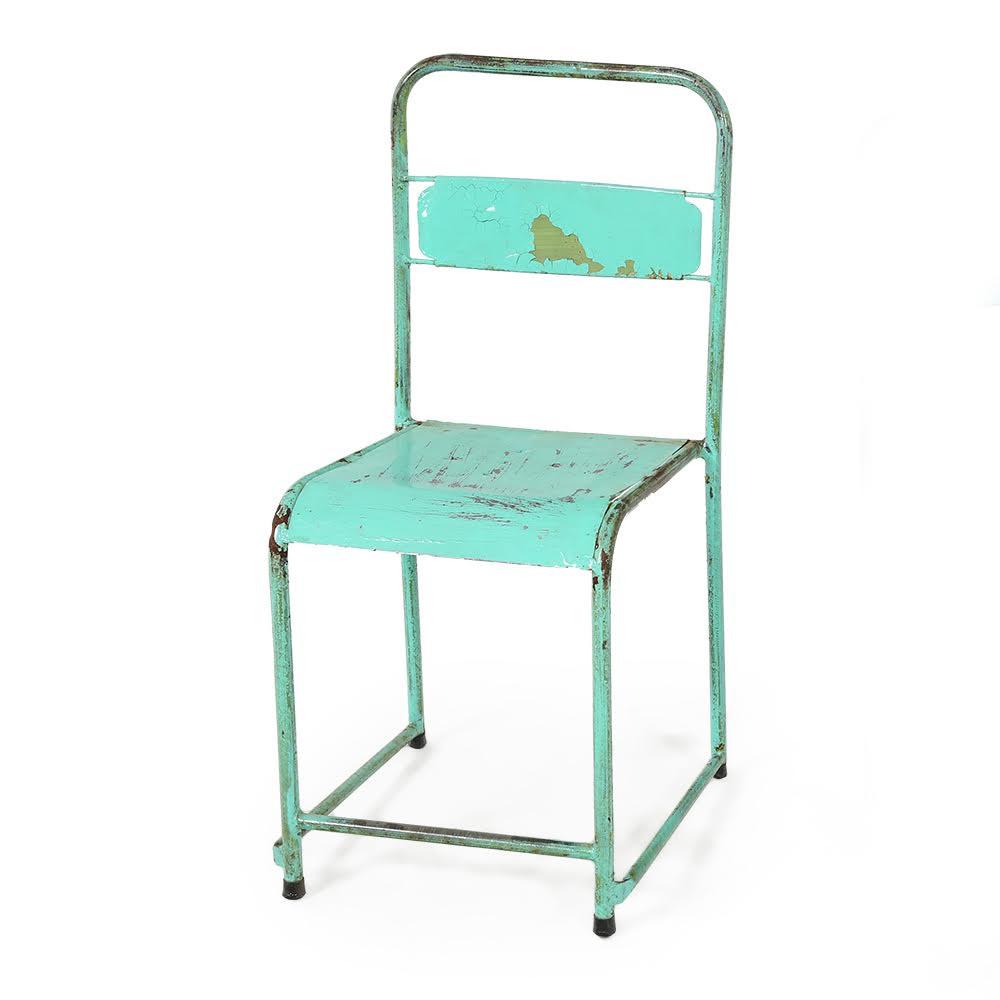 Turquoise Rustic Metal Industrial Chair