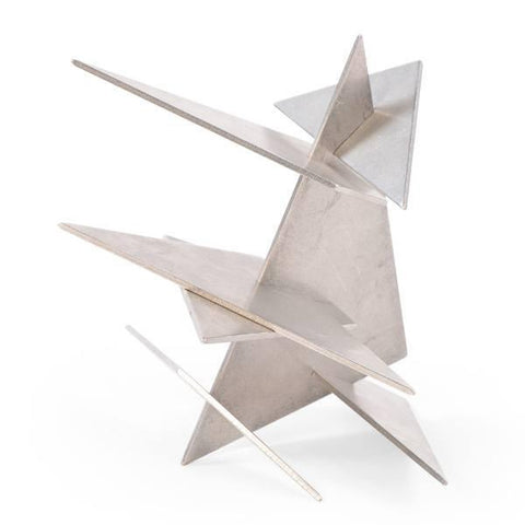 Silver Metal Abstract Triangle Table Sculpture