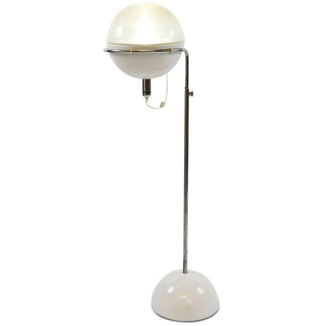 Vintage White Globe Floor Lamp w White Dome Base