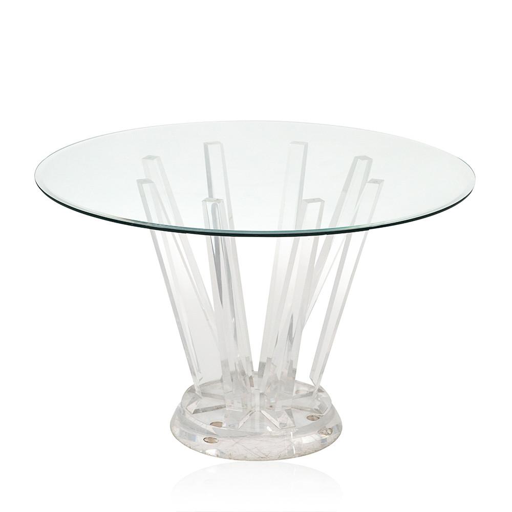 Round Lucite Sculptural Base Small Dining Table