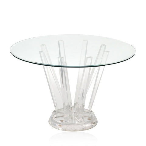 Round Lucite Sculptural Base Small Dining Table