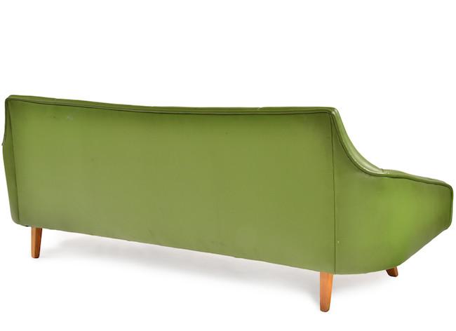 Green Vinyl Diamond Pattern Mod Sofa