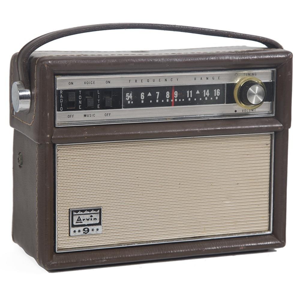 Brown Leather Transistor Radio with Top Handle