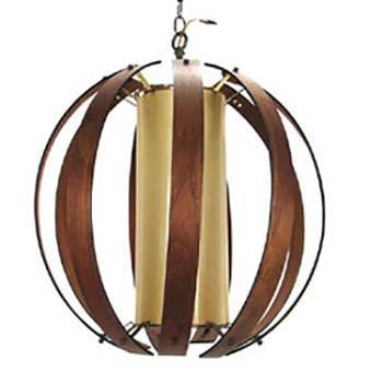 Curved Walnut Sided Ball Hanging Pendant