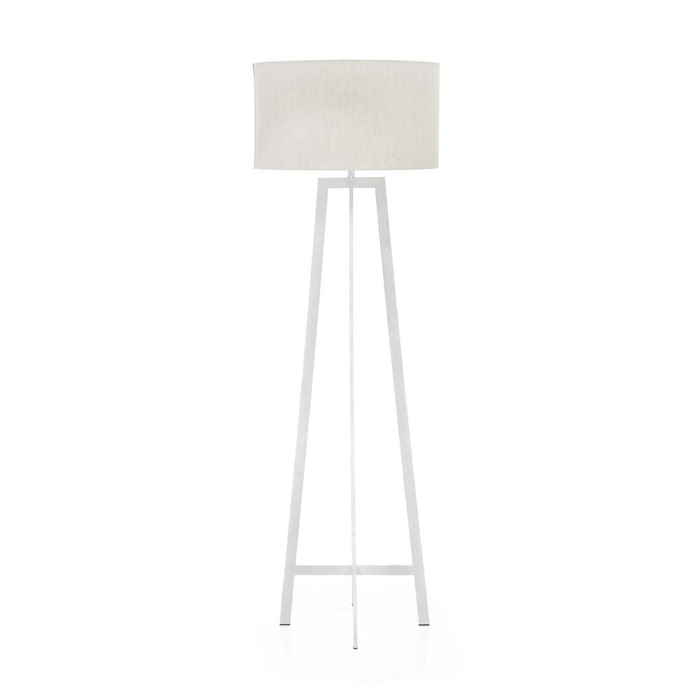 White 4-Leg Floor Lamp w Linen Shade