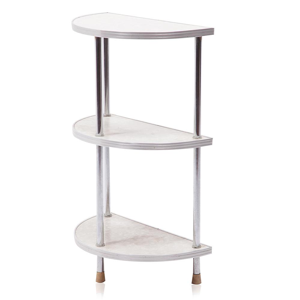 White & Chrome Formica Side Table