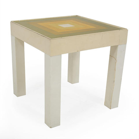 White & Green Square Side Table