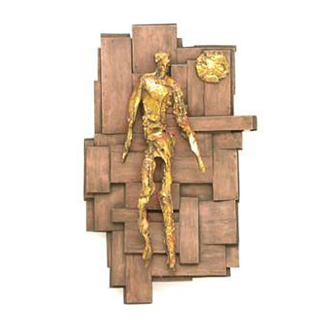 Golden Man with Sun Wall Sculpture