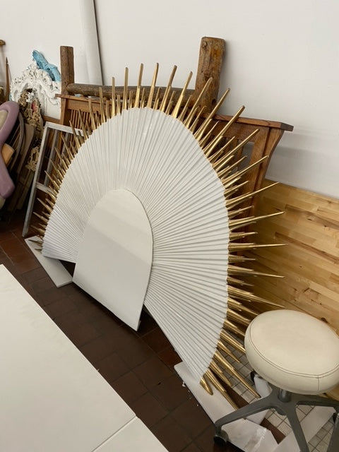 Headboard - White and Gold Spikes