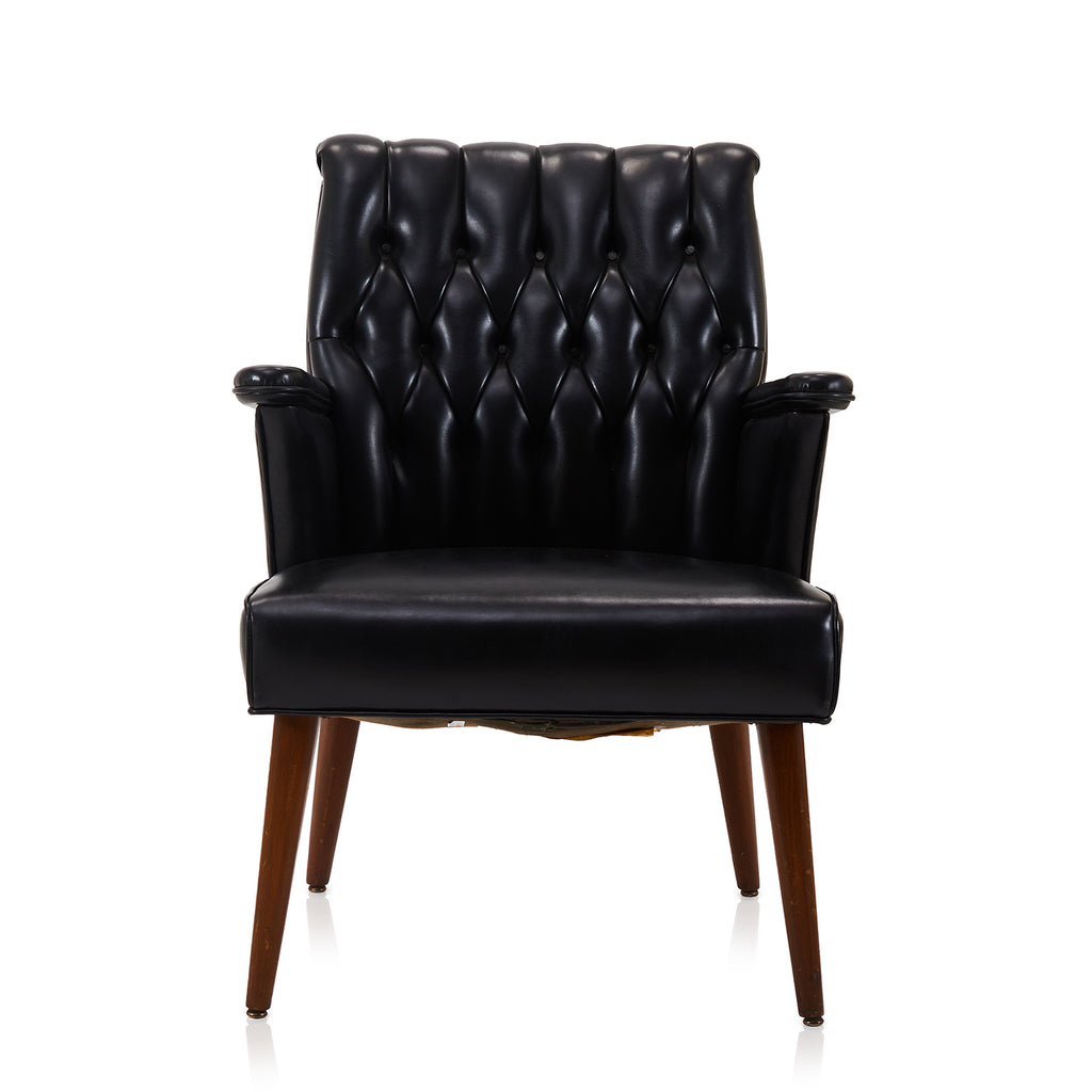 Black Tufted Leather Office Arm Chair