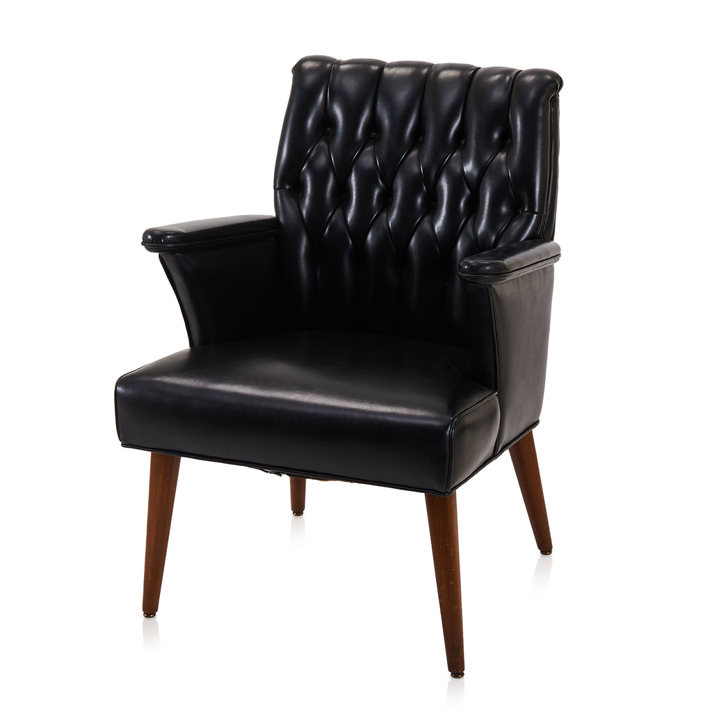 Black Tufted Leather Office Arm Chair