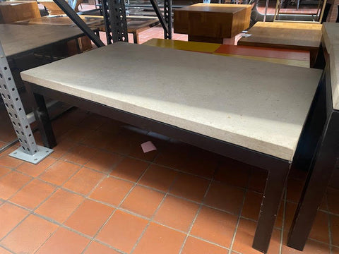 White Stone Coffee Table With Black Legs