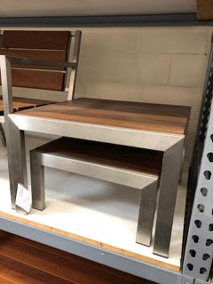 Modernica Stainless Steel Teak Demi Table
