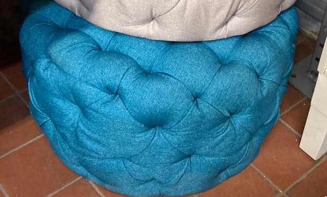 Blue Tufted Pouf Ottoman