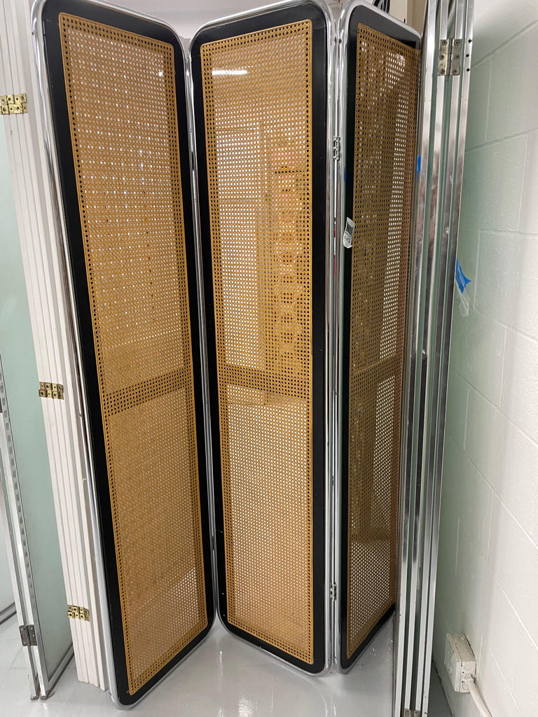 Chrome And Wicker Screen Divider